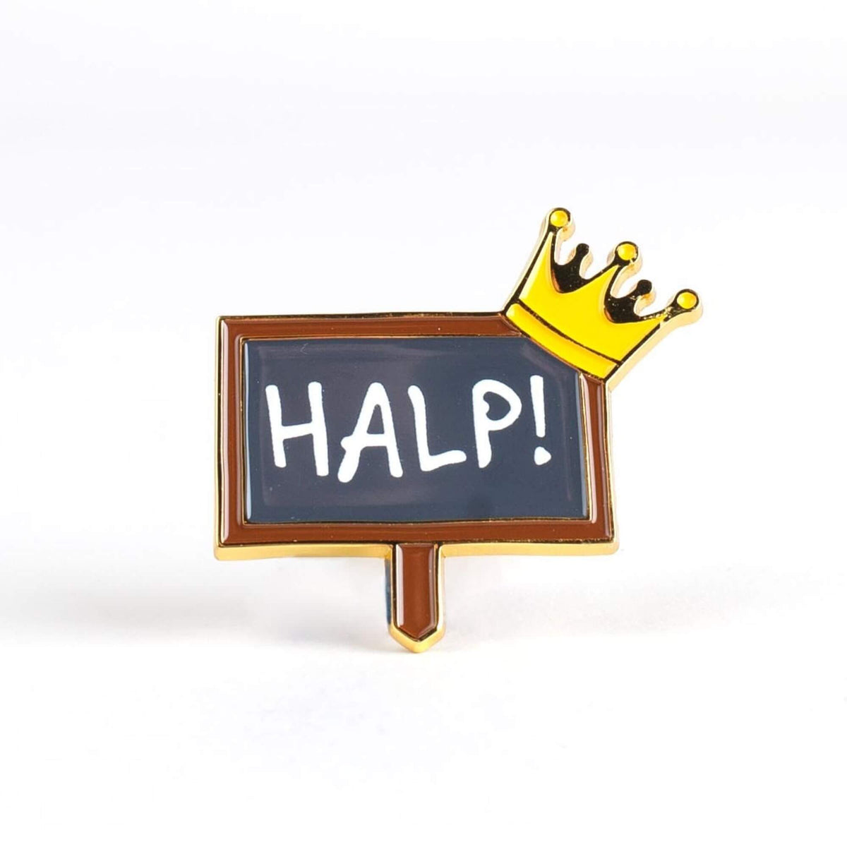Kingsley’s Halp Sign Enamel Pin | Assistant to the Villain