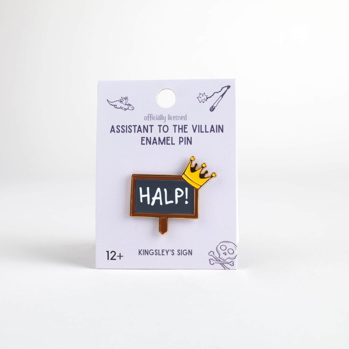 Kingsley’s Halp Sign Enamel Pin | Assistant to the Villain